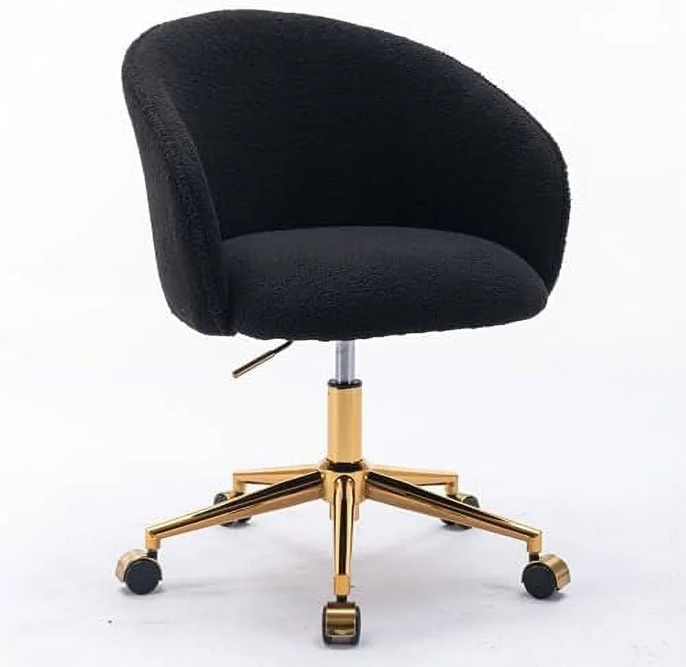 Modern Faux Fur Home Office Chair Height Adjustable, White Desk Chair Vanity Chair for Makeup Room, Rolling Desk Chairs with Wheels, Swivel Furry Cute Desk Chair for Teen Girls Women