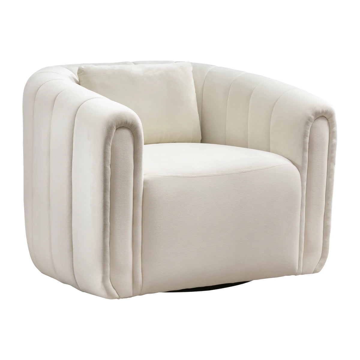 Bonzy Home Swivel Chair with Plump Pillow, Modern Velvet Accent Chair for Living Room Bedroom , Comfy Round Armchair, Orange
