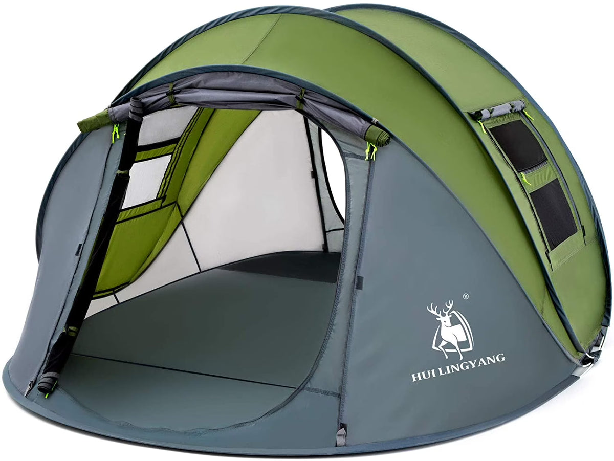 4 Person Easy Pop Up Tent,9.5’X6.6’X52'',Waterproof, Automatic Setup,2 Doors-Instant Family Tents for Camping, Hiking & Traveling