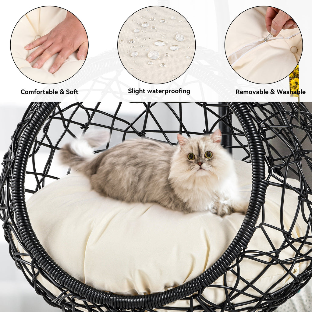 Dextrus Indoor Elevated Cat Bed with Detachable Cushion, Brown Solid