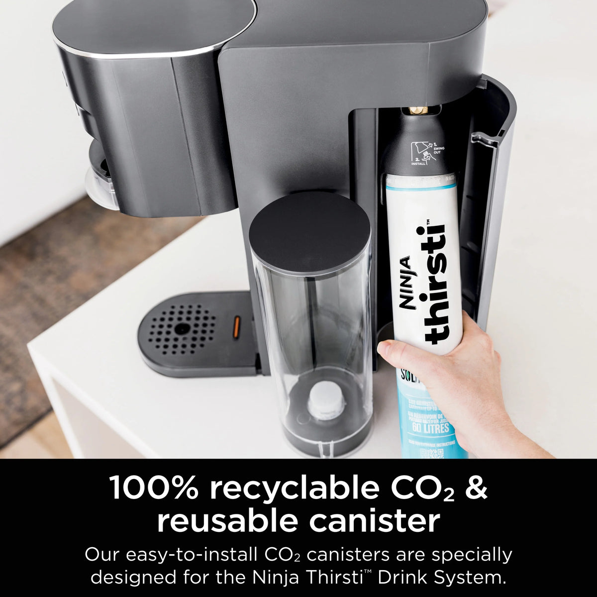 Ninja Thirsti Drink System Complete Still and Sparkling Customization Drink Kit with CO2 Canister, Flavors, and 48oz Reservoir