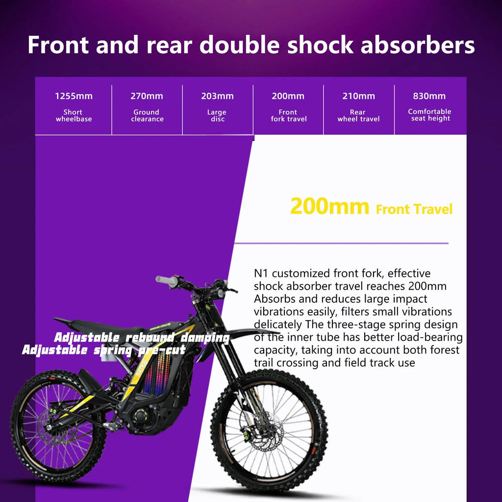 Electric Motorcycle Bike for Adults, Electric Dirt Bike 8000W(Peak) Mid-Mounted Motor 72V/30AH Removable Battery, Max Speed 50MPH/76Miles Off Road Electric Mountain Bike, Dual LED Headlight
