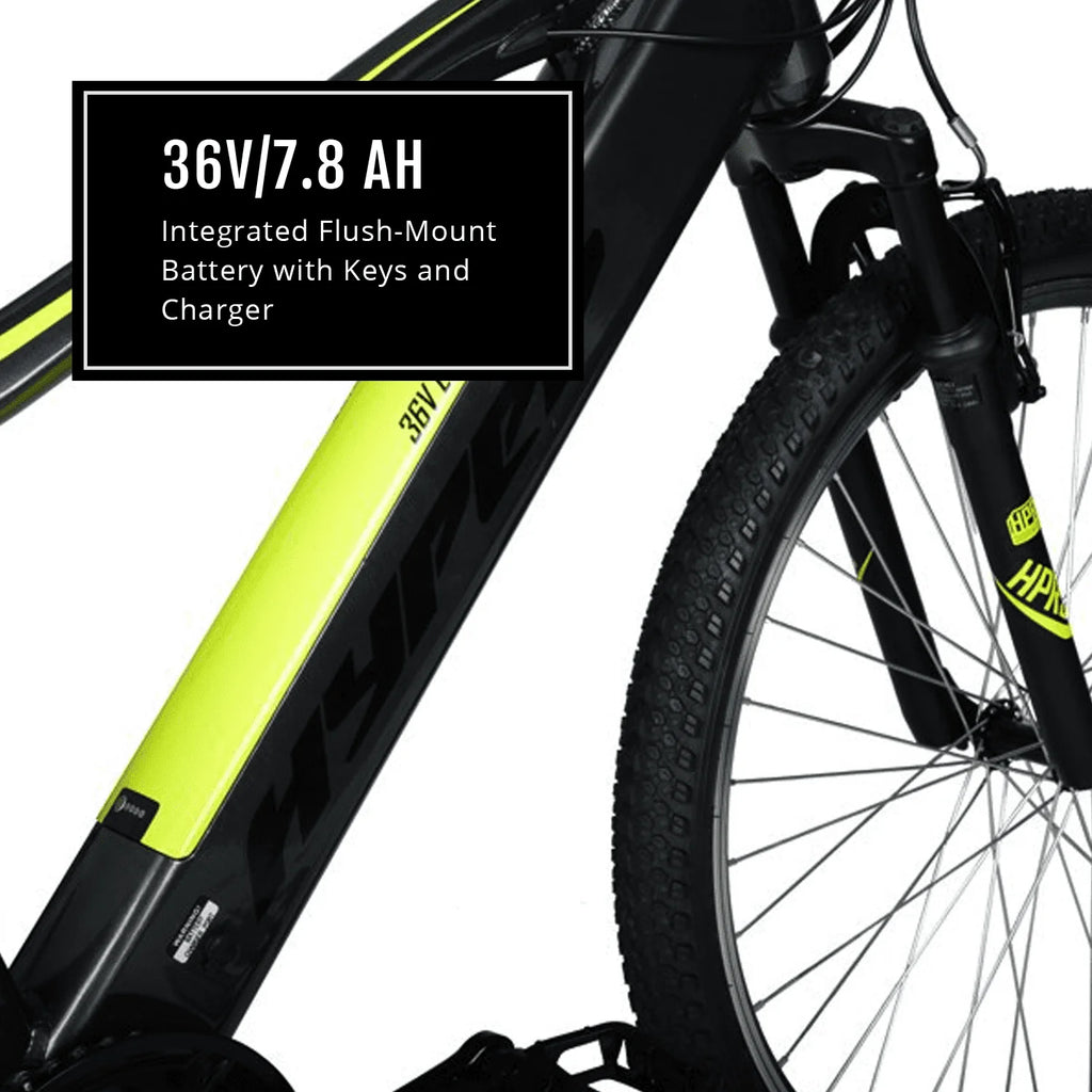Hyper Bicycles 26" 36V Electric Mountain Bike for Adults, Pedal-Assist, 250W E-Bike Motor, Black