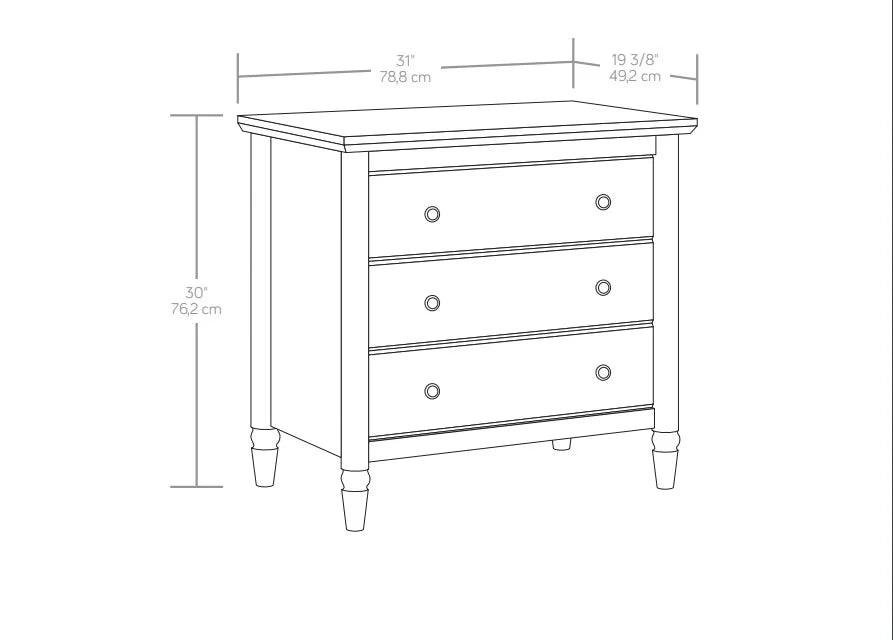 My Texas House Monroe 3 Drawer Nightstand with USB, Brushed Oak Finish