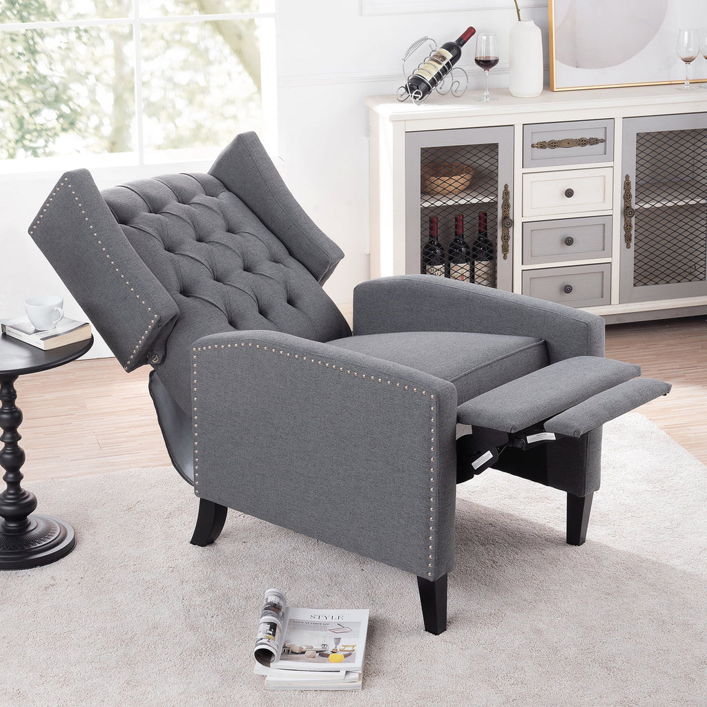 Recliner Chair, Living Room Chairs with Arms, Adjustable Single Reclining Sofa, Home Theater Seating Arm Chair with Thick Padded Seat, Footrest, Lounge Chair for Bedroom, Blue