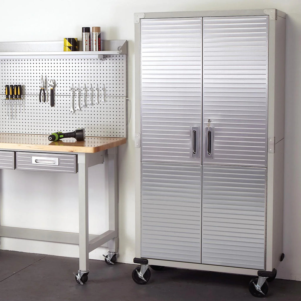 Seville Classics UltraHD Steel Body Lockable Storage Filing Cabinet Organizer Locker Shelving Unit 36" W x 18" D x 72" H, Granite