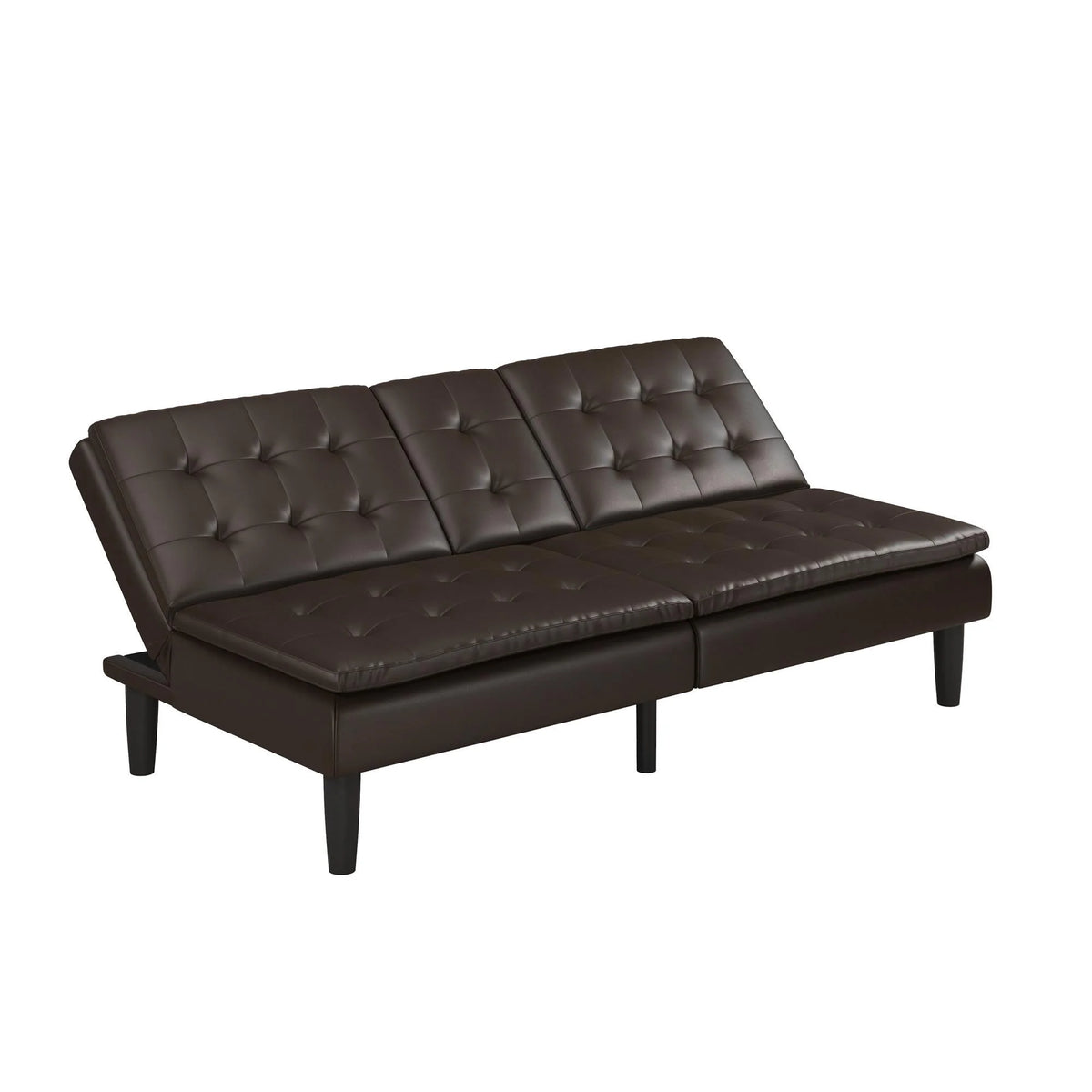 Mainstays Memory Foam 71.5" Futon with Cupholder and USB, Black Faux Leather