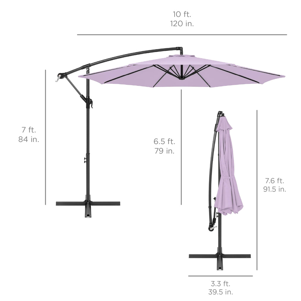 Best Choice Products 10ft Offset Hanging Outdoor Market Patio Umbrella w/ Easy Tilt Adjustment - Tan