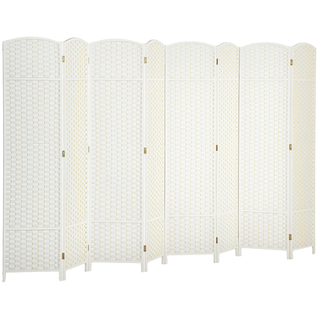 HOMCOM Room Divider, 8 Panel Folding Privacy Screen, 5.6' Tall Freestanding Partition for Home Office, Bedroom, White