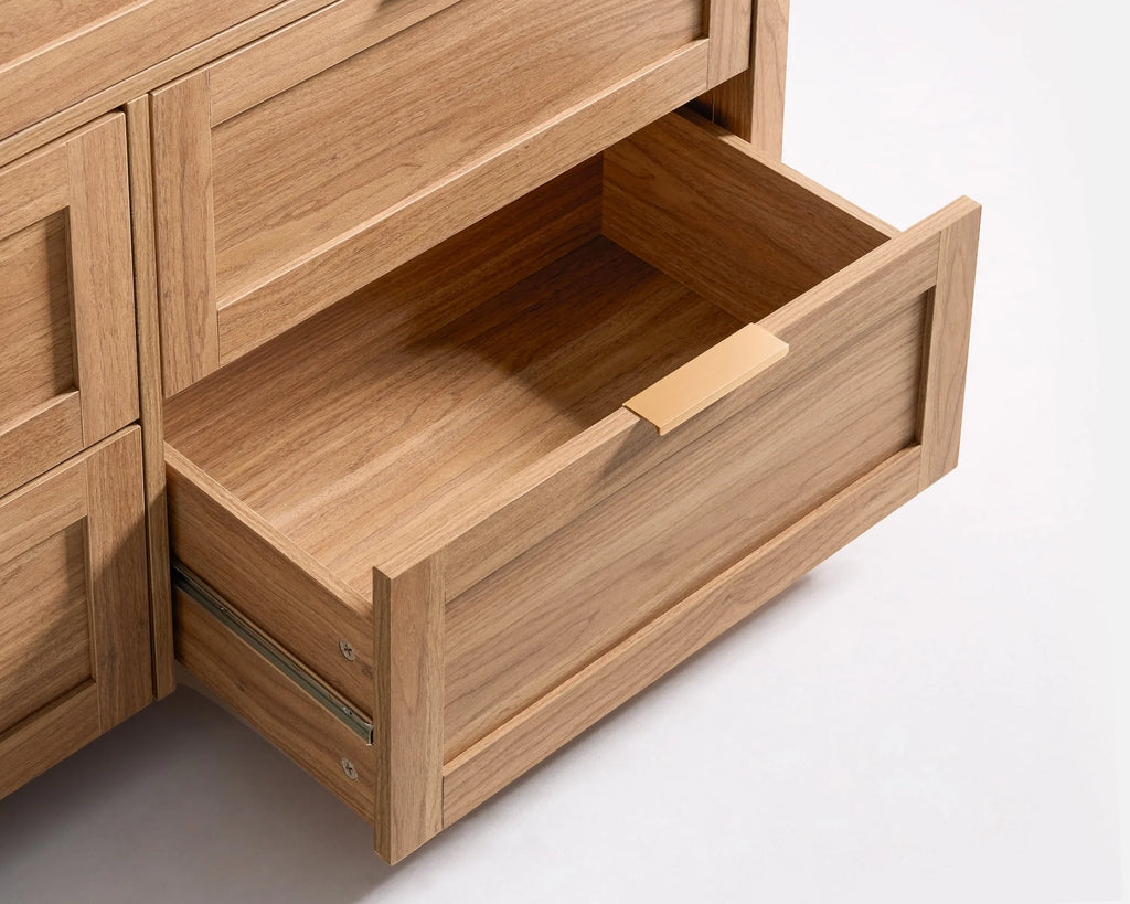 ARKANTOS Wooden 6 Drawer Double Dressers, Wide Chests of Drawers for Bedroom, Natural Oak