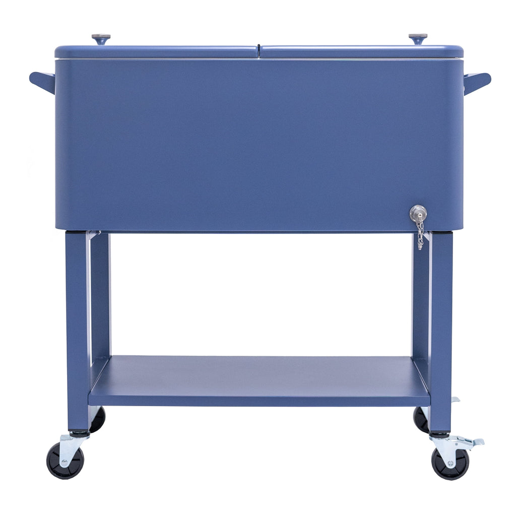 Permasteel 80-Qt Outdoor Steel Patio Cooler with Removable Basin, Rolling Cooler with Wheels, Teal Green