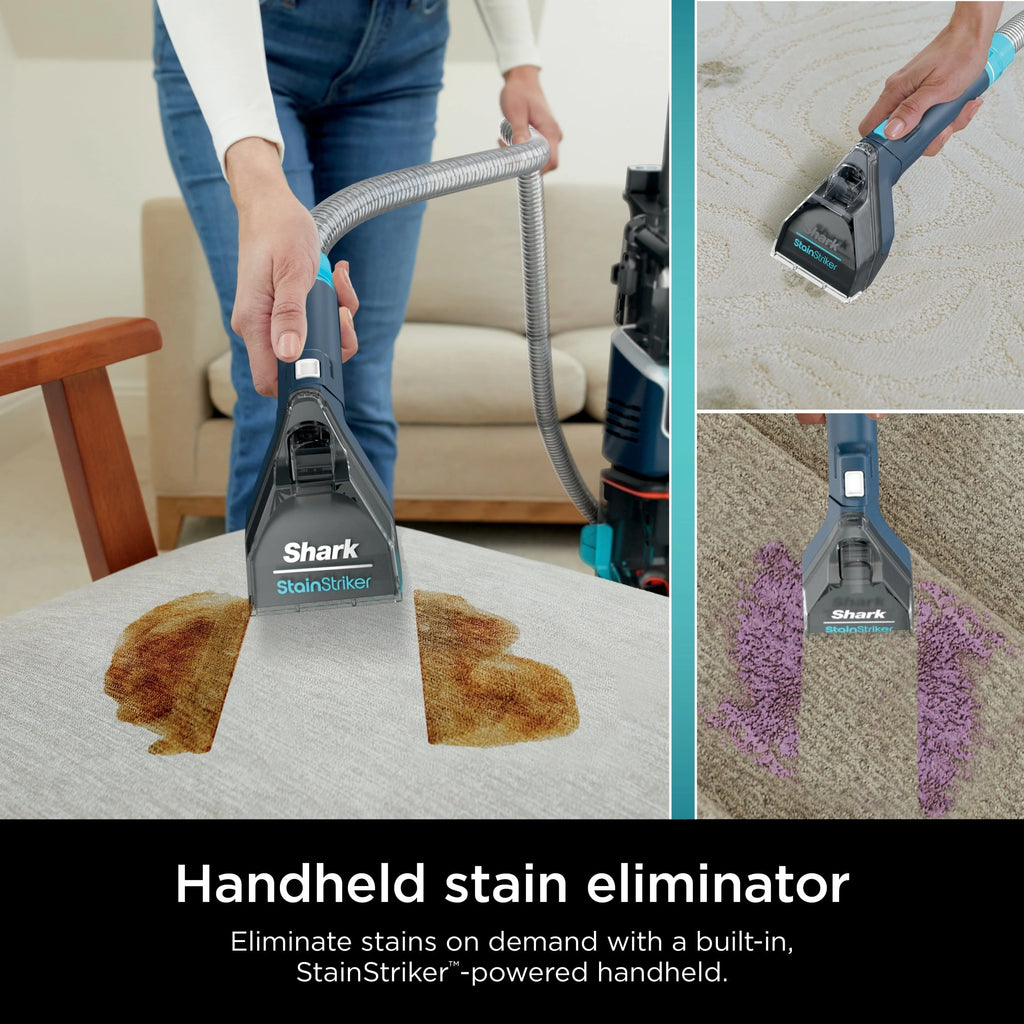 Shark CarpetXpert with StainStriker, Upright Carpet, Area Rug & Upholstery Cleaner for Pets, Built-in Spot & Stain Eliminator, Deep Cleaning & Tough Stain Removal, Carpet Shampooer, Navy, New,EX200
