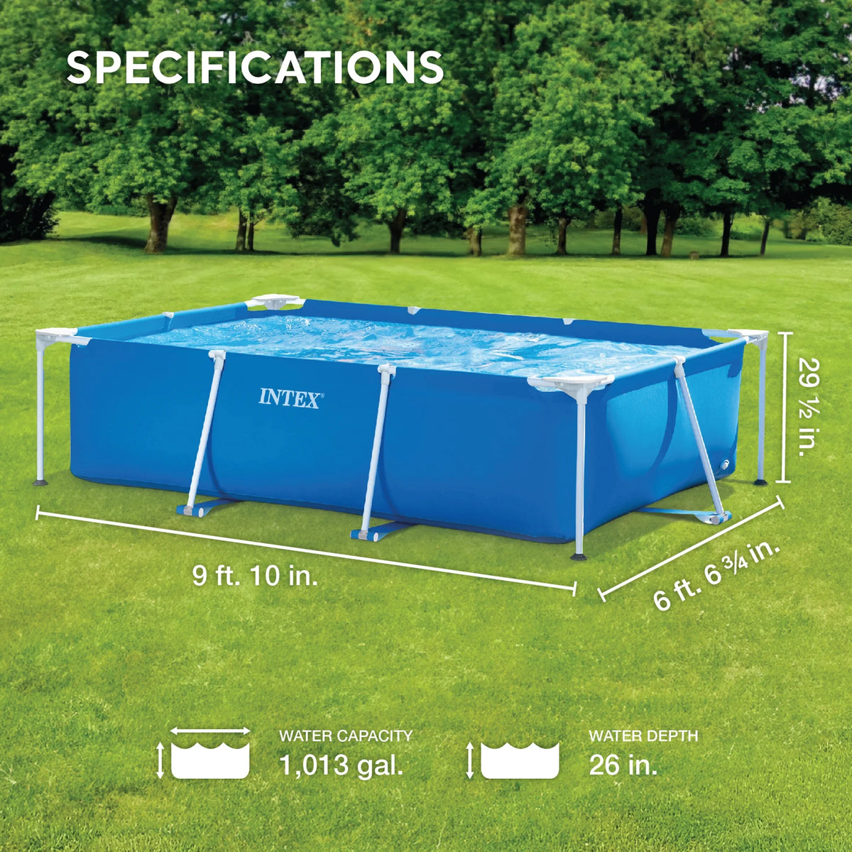 Open Box Intex 9.8'x29.5" Rectangular Frame Above Ground Outdoor Swimming Pool