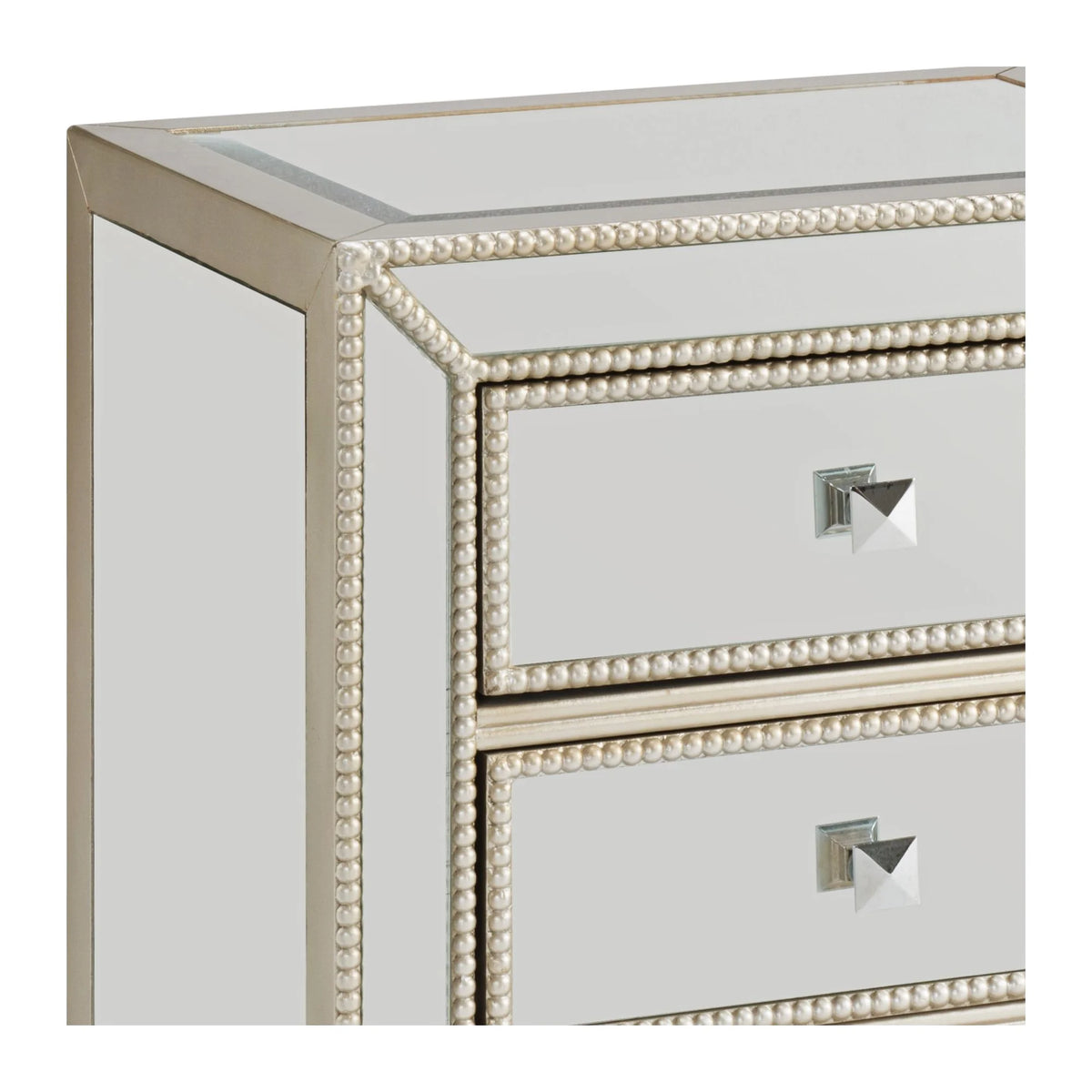 Coast to Coast Accents Modern Antique Silver Mirrored Rectangular Accent Table 20" x 15" with 3-Drawer for Living Room Bedroom