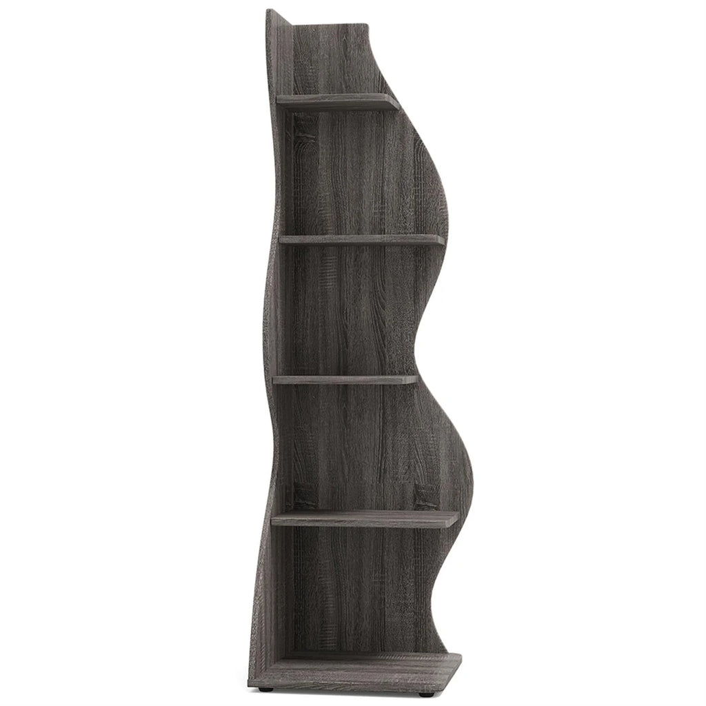 Finihen 5-Tier Corner Bookcase, Wood Bookshelf Storage Organizer, 70" Tall Display Standing Shelf Unit for Bedroom, Living Room, Green