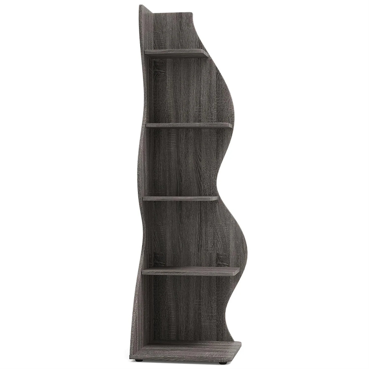 Finihen 5-Tier Corner Bookcase, Wood Bookshelf Storage Organizer, 70" Tall Display Standing Shelf Unit for Bedroom, Living Room, Green