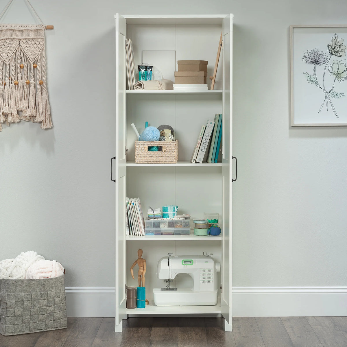 Sauder Two-Door Storage Cabinet, White Finish