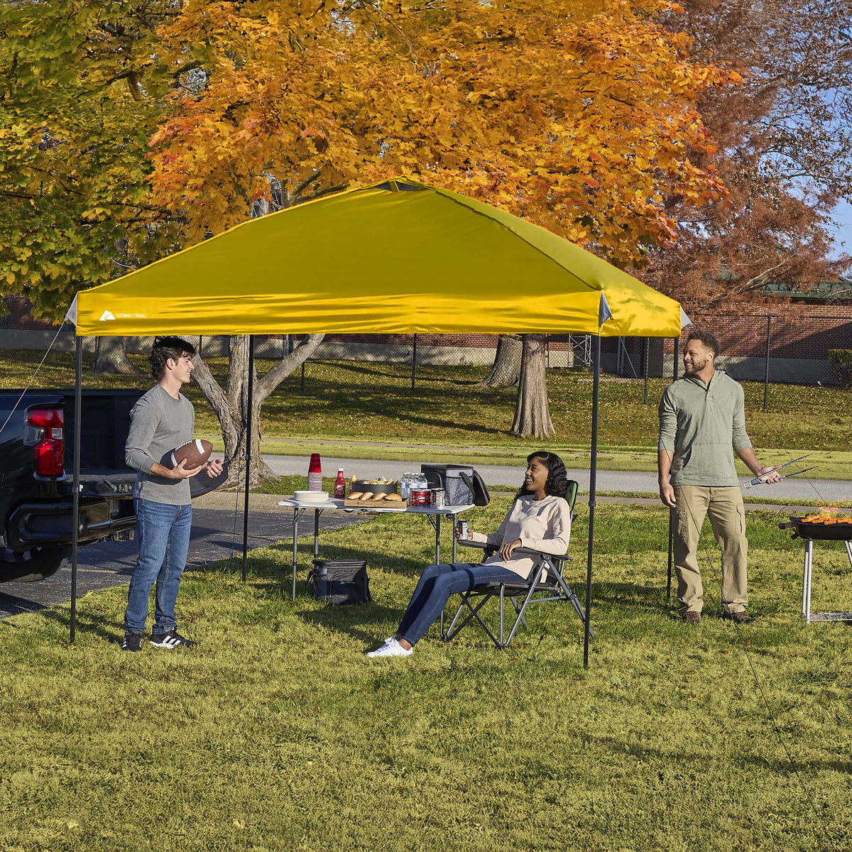 Ozark Trail 10x10 Instant Pop Up Canopy Tent with Simple Push Setup – Straight Leg Pop-Up Tent for Tailgating, Camping & Events, White