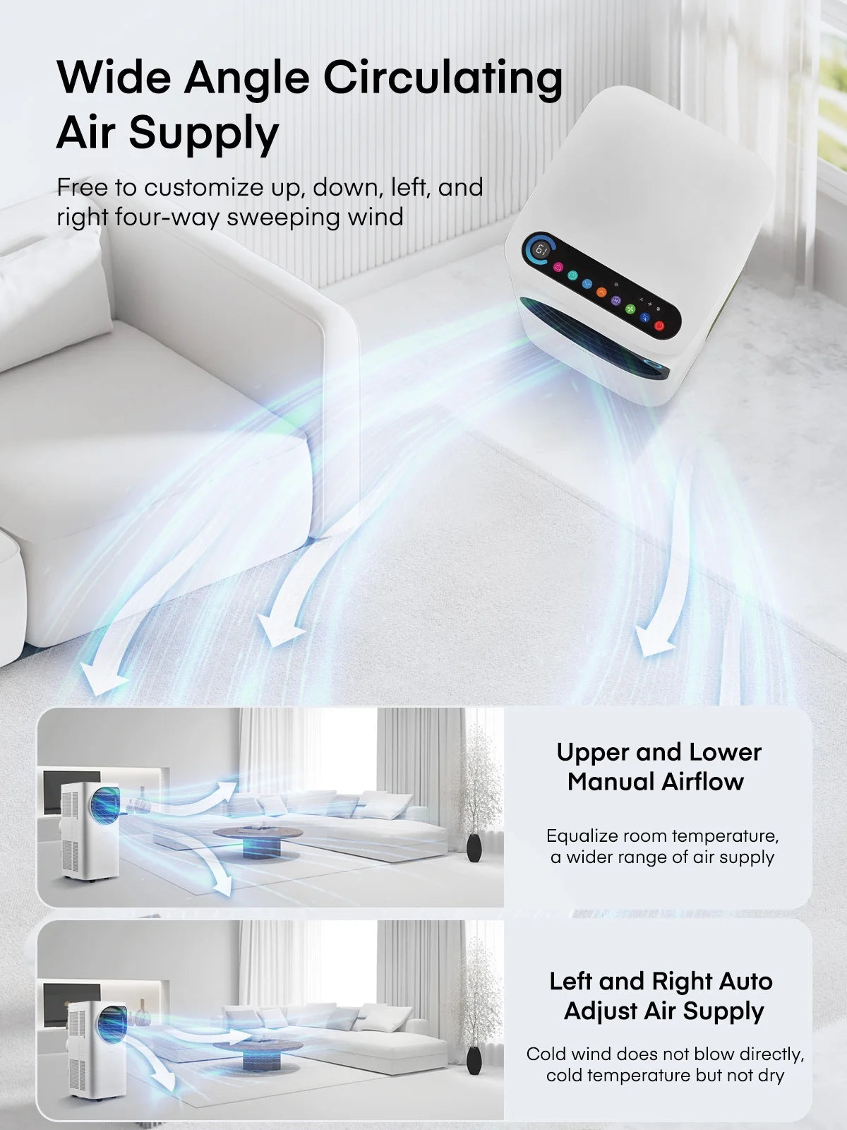FOHERE 12000 BTU Portable Air Conditioner for Room Cooling and Heating, Covers up to 550 Sq. Ft, 4 IN 1 All Season AC Portable Air Conditioner with Remote Control and Window Kit, White