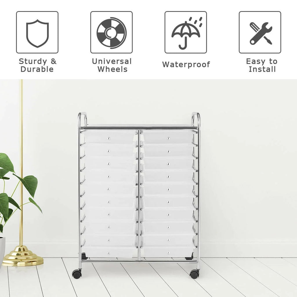Gymax Office Rolling Cart 20 Storage Drawers Scrapbook Paper Studio Organizer Mutlicolor