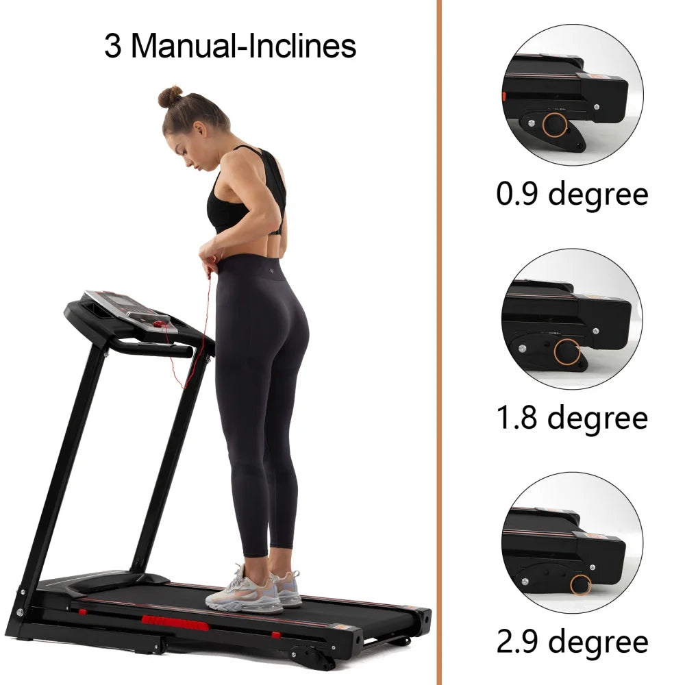 Foldable Electric Treadmill, 3.5HP Motorized Running Machine with 12 Perset Programs 300LBS Weight Capacity Walking Jogging Treadmill for Office Home Gym Workout with Incline