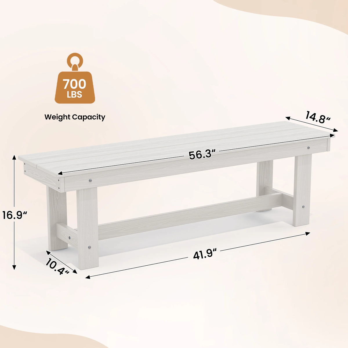 KINGYES 7-Piece Outdoor Dining Set, HDPE Patio Table and Chairs with Umbrella Hole, Gray