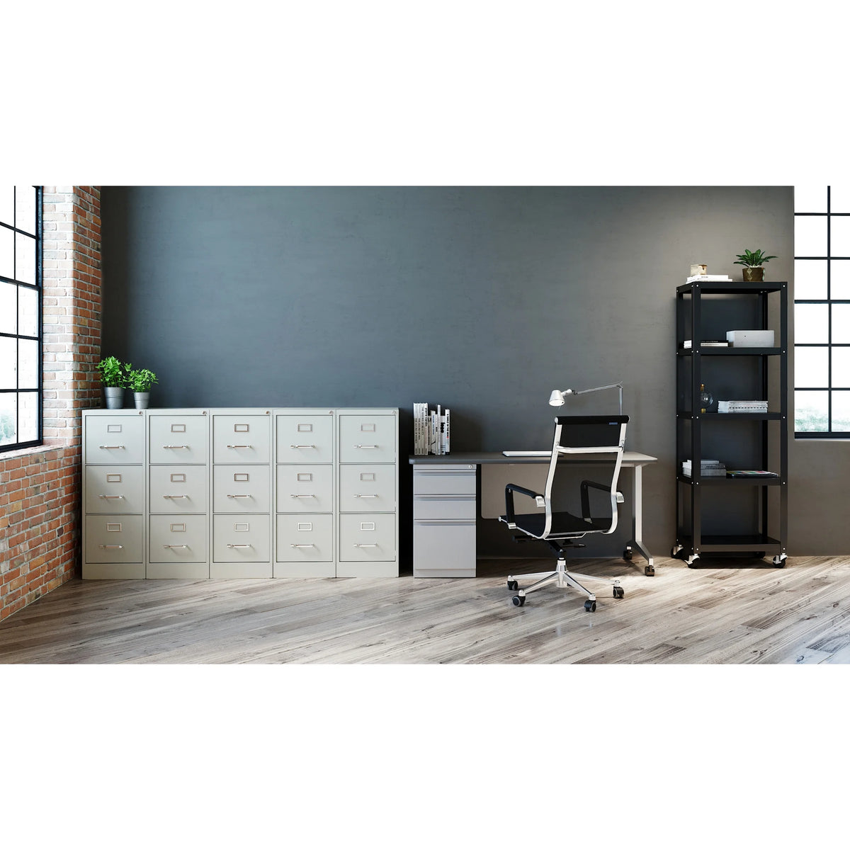 Hirsh 22" Deep 3 Drawer Letter Width Vertical File Cabinet, Commercial Grade, Gray